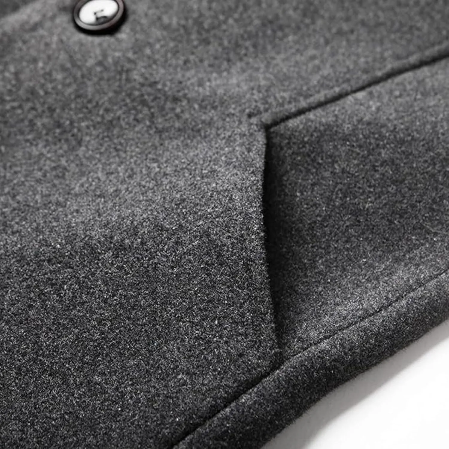 Maiyifu-GJ Men's Mid-Length Trench Coat Notch Lapel 2 Buttons Business Overcoat Single Breasted Wool Blend Top Pea Coats