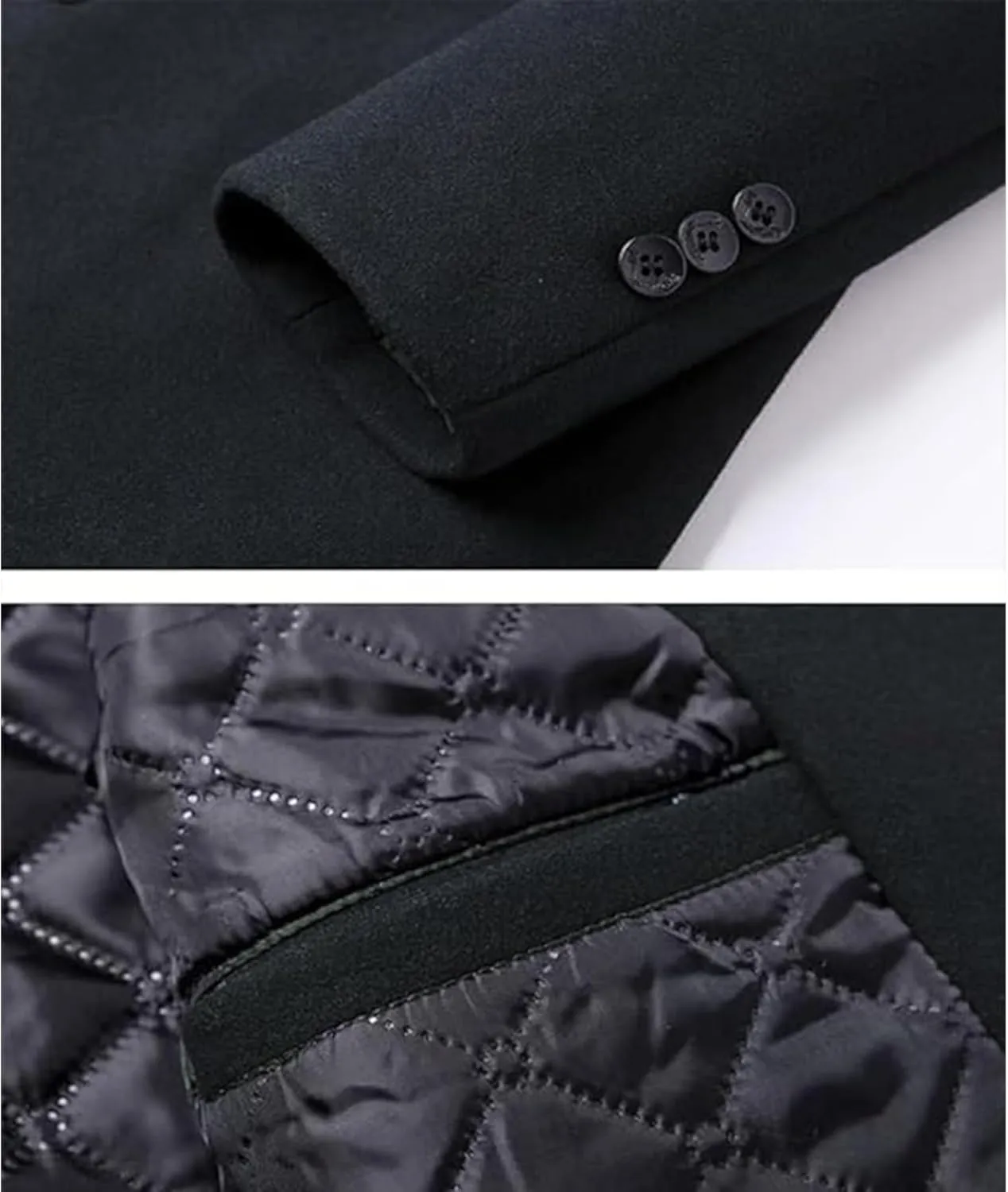 Maiyifu-GJ Men's Mid-Length Trench Coat Notch Lapel 2 Buttons Business Overcoat Single Breasted Wool Blend Top Pea Coats