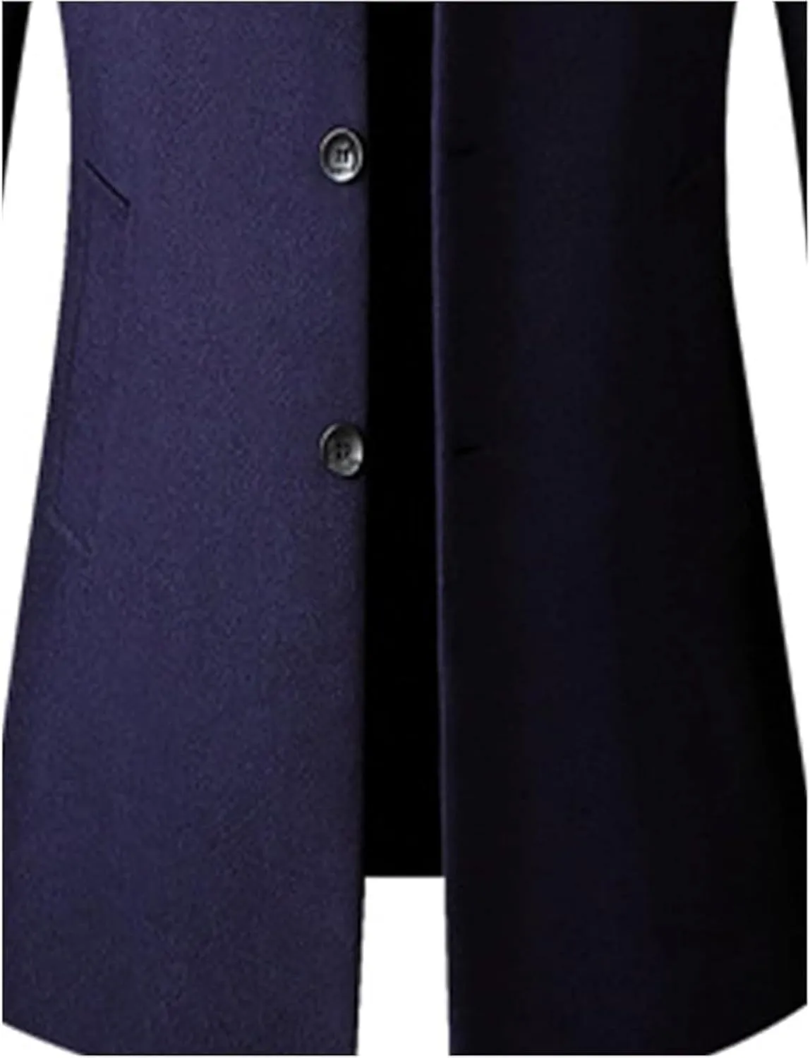 Maiyifu-GJ Men's Mid-Length Trench Coat Notch Lapel 2 Buttons Business Overcoat Single Breasted Wool Blend Top Pea Coats