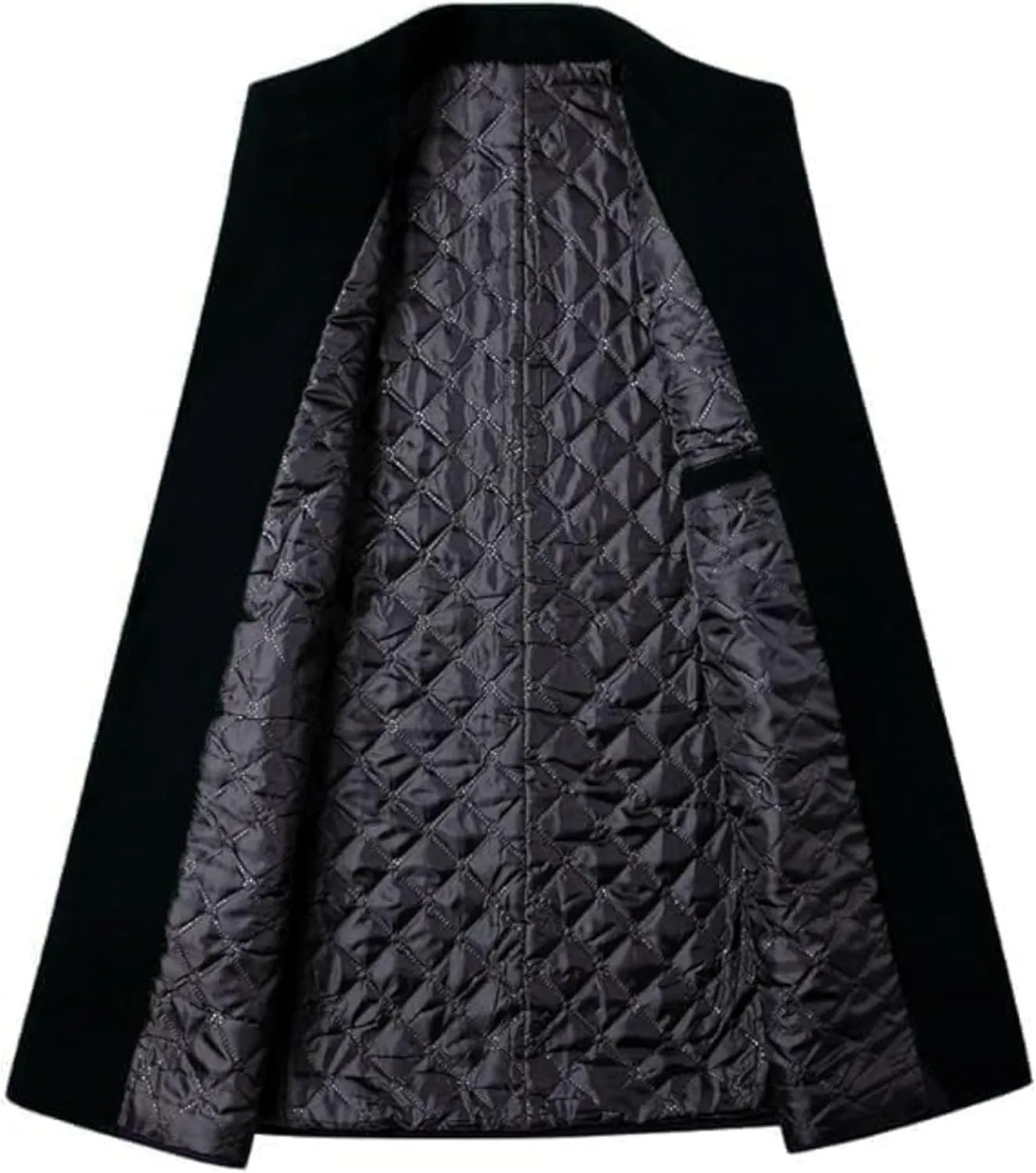 Maiyifu-GJ Men's Mid-Length Trench Coat Notch Lapel 2 Buttons Business Overcoat Single Breasted Wool Blend Top Pea Coats