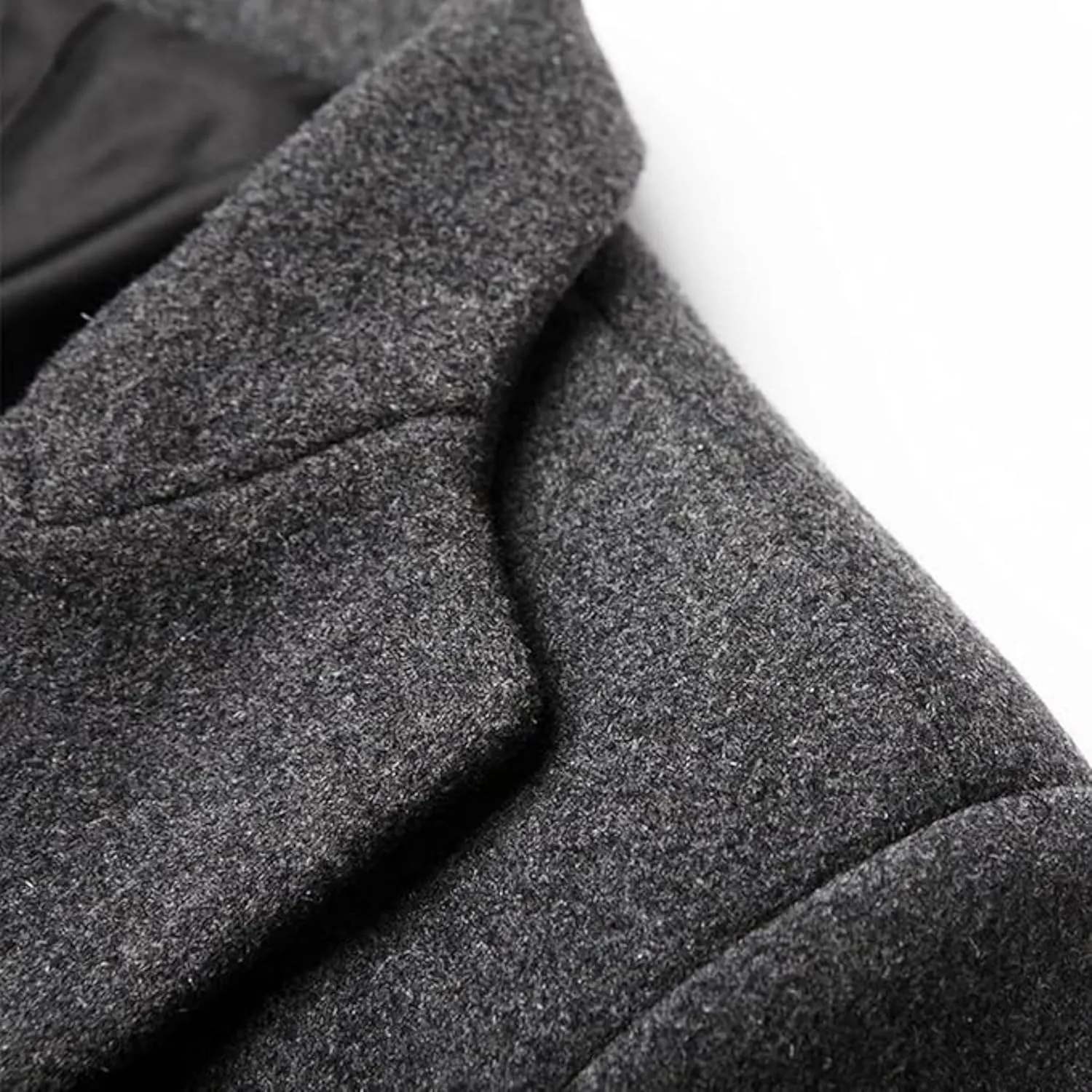 Maiyifu-GJ Men's Mid-Length Trench Coat Notch Lapel 2 Buttons Business Overcoat Single Breasted Wool Blend Top Pea Coats