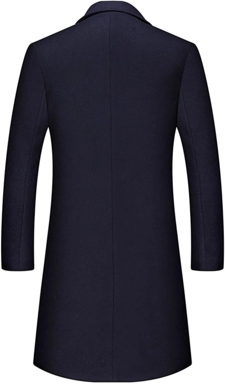 Maiyifu-GJ Men's Slim Winter Wool Blend Coat Single Breasted Business Long Pea Coats Notched Lapel Trench Jacket Overcoat