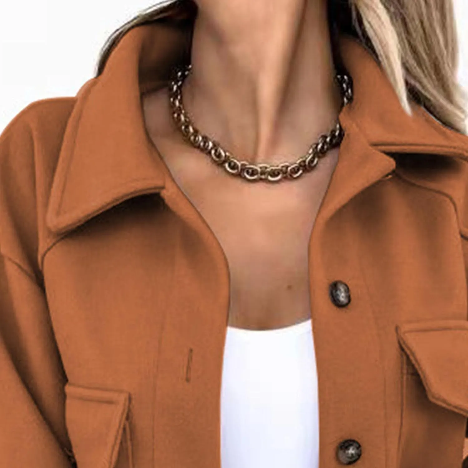 Maiyifu-GJ Women's Casual Trench Coat Wool Blend Coats Jackets Lapel Single Breasted Overcoats Mid Length Outerwear