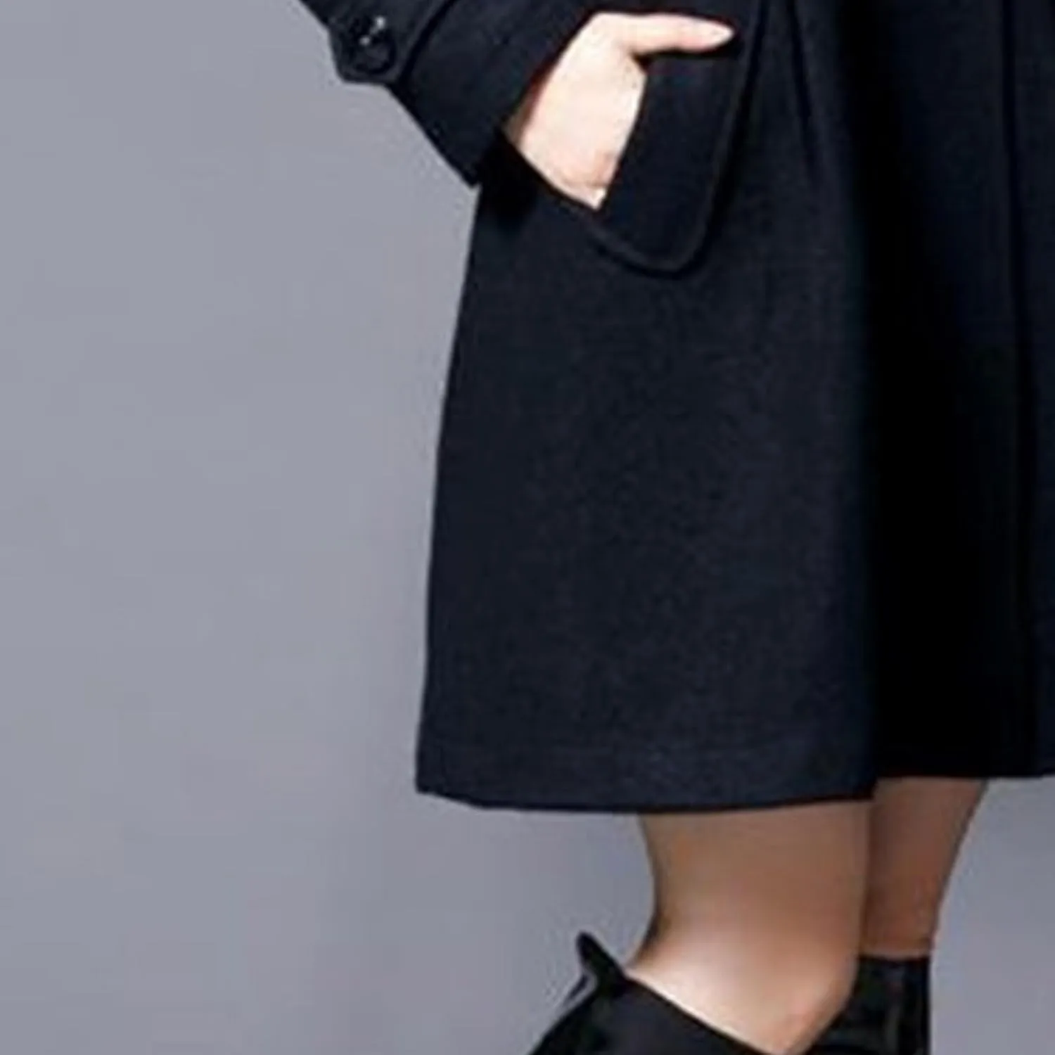 Maiyifu-GJ Womens Double Breasted Wool Blend Trench Coats Mid-Long Stand Collar Long Sleeve Dresses Overcoat Hooded Coat