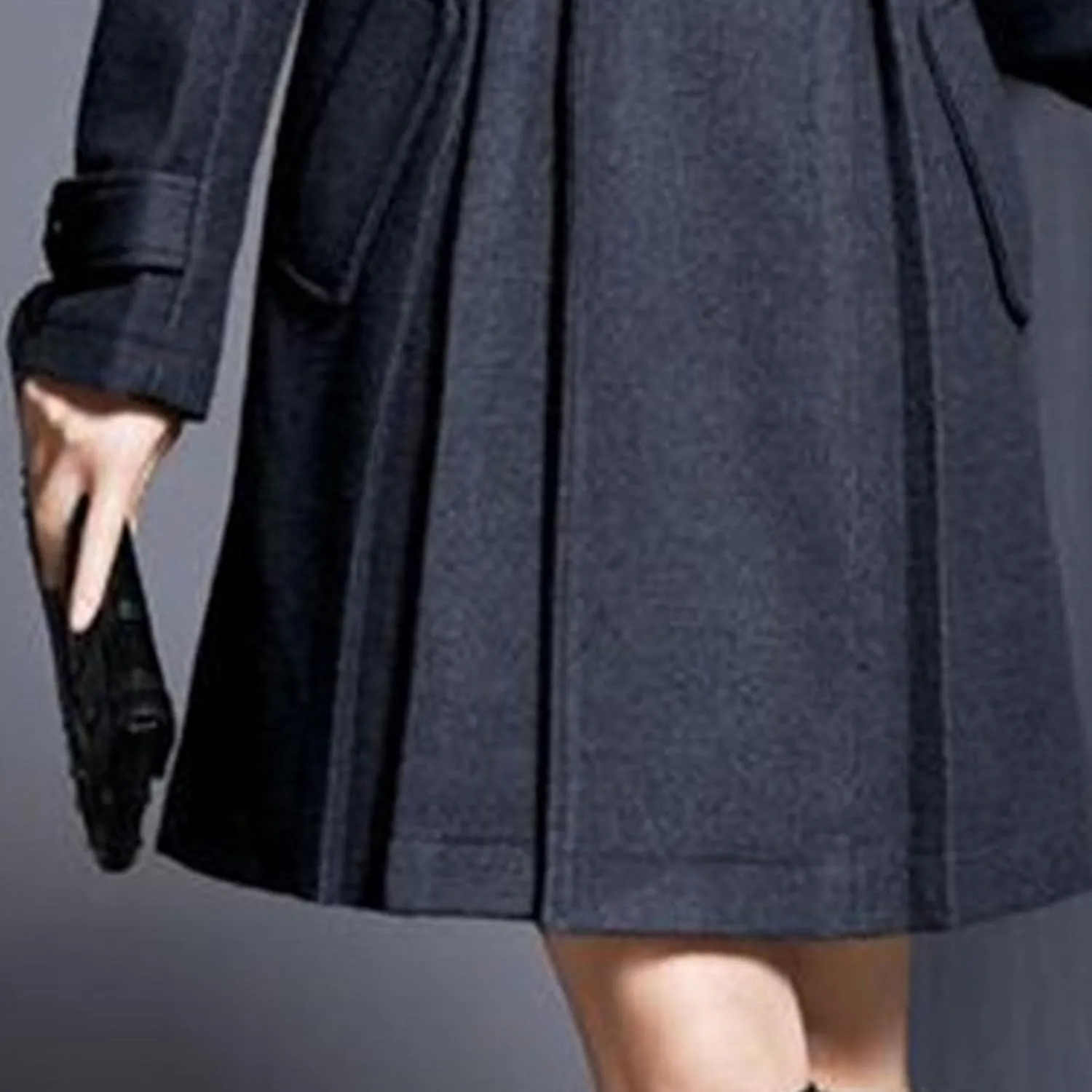 Maiyifu-GJ Womens Double Breasted Wool Blend Trench Coats Mid-Long Stand Collar Long Sleeve Dresses Overcoat Hooded Coat