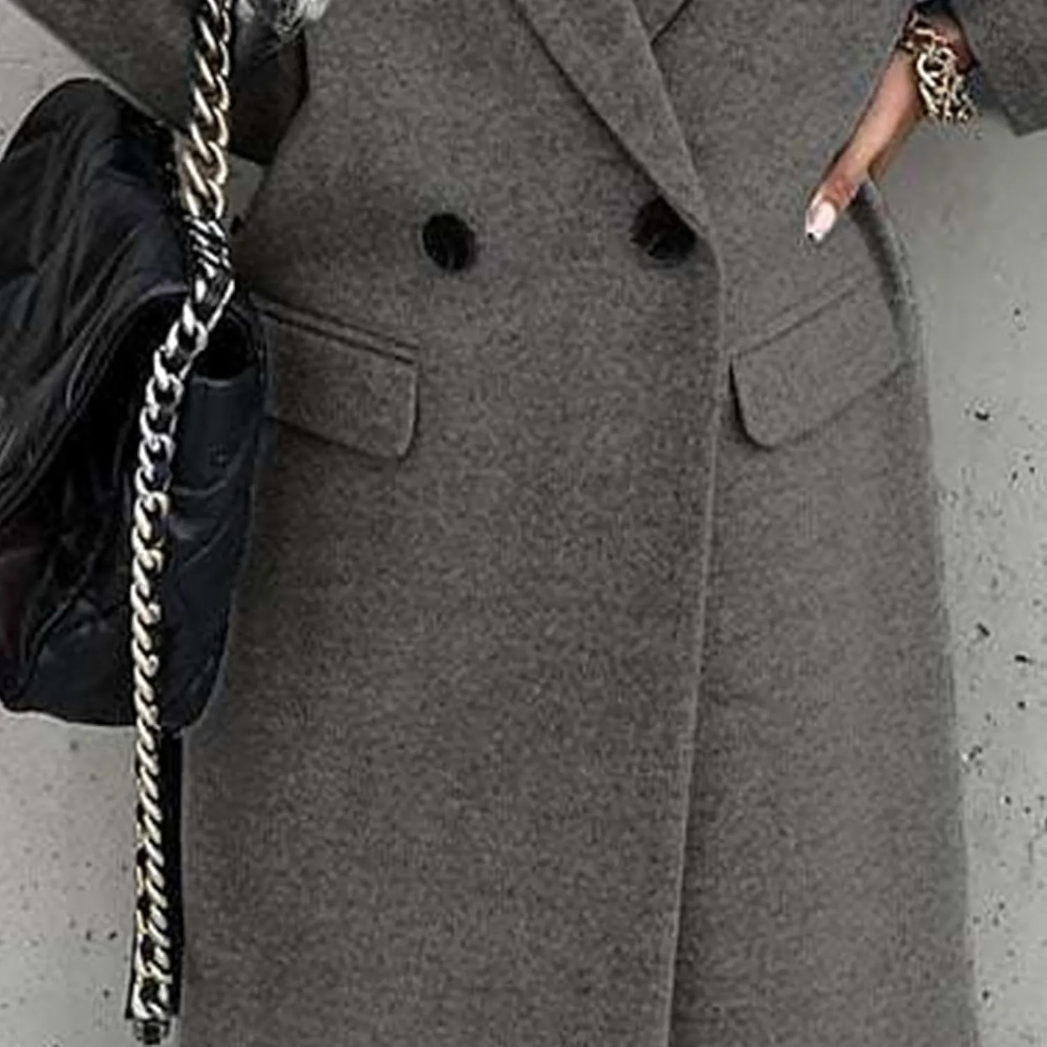 Maiyifu-GJ Womens Elegant Notched Lapel Double Breasted Wool Blend Coat Jacket Long Trench Coat Winter Overcoat Outerwear