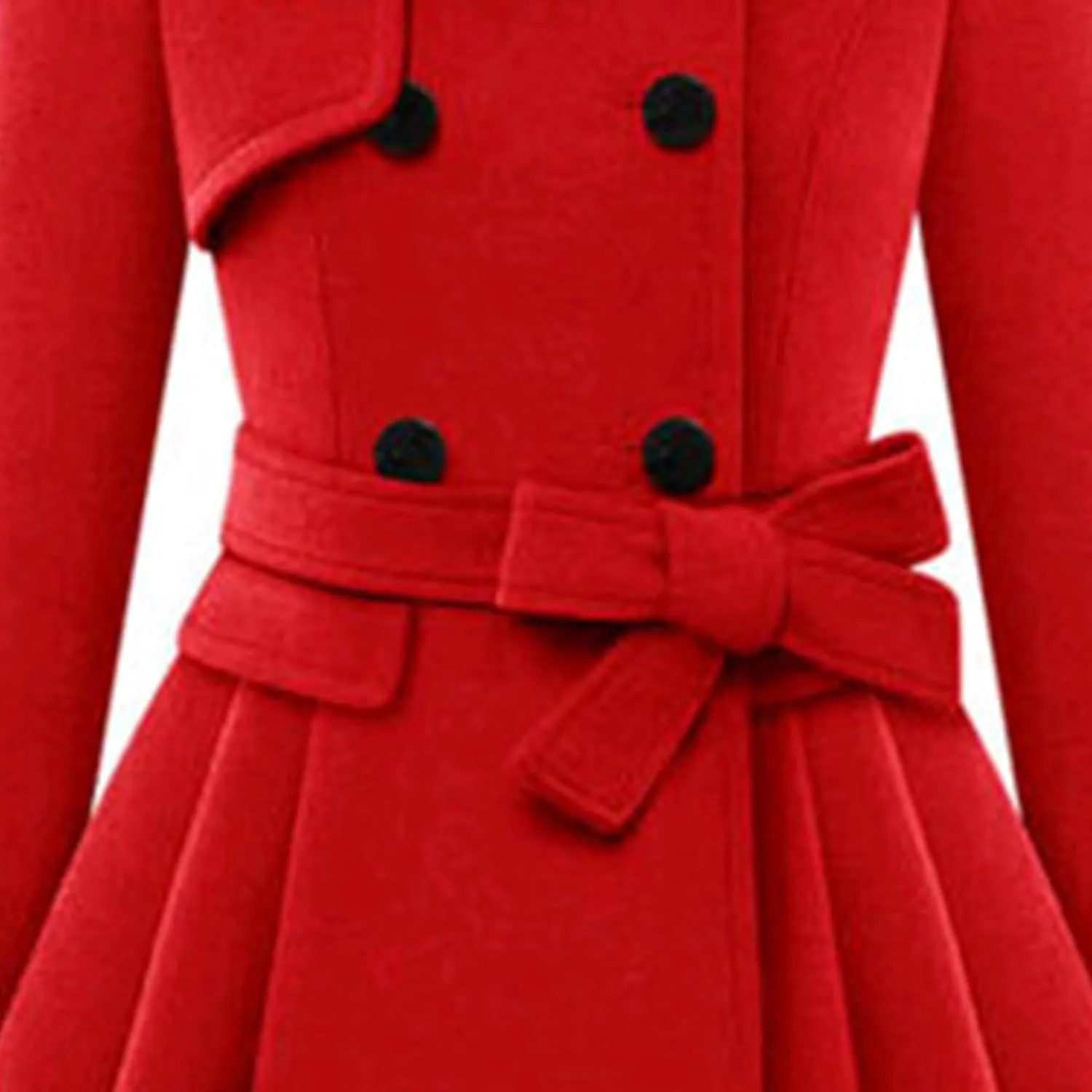 Maiyifu-GJ Womens Lapel Faux Fur Collar Wool Blend Trench Coat Vintage Double Breasted Long Jacket Casual Coat with Belt