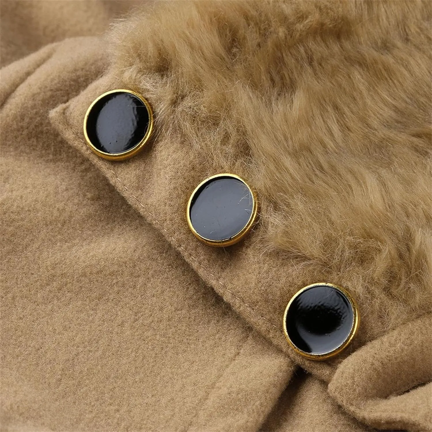 Maiyifu-GJ Womens Lapel Faux Fur Collar Wool Blend Trench Coat Vintage Double Breasted Long Jacket Casual Coat with Belt