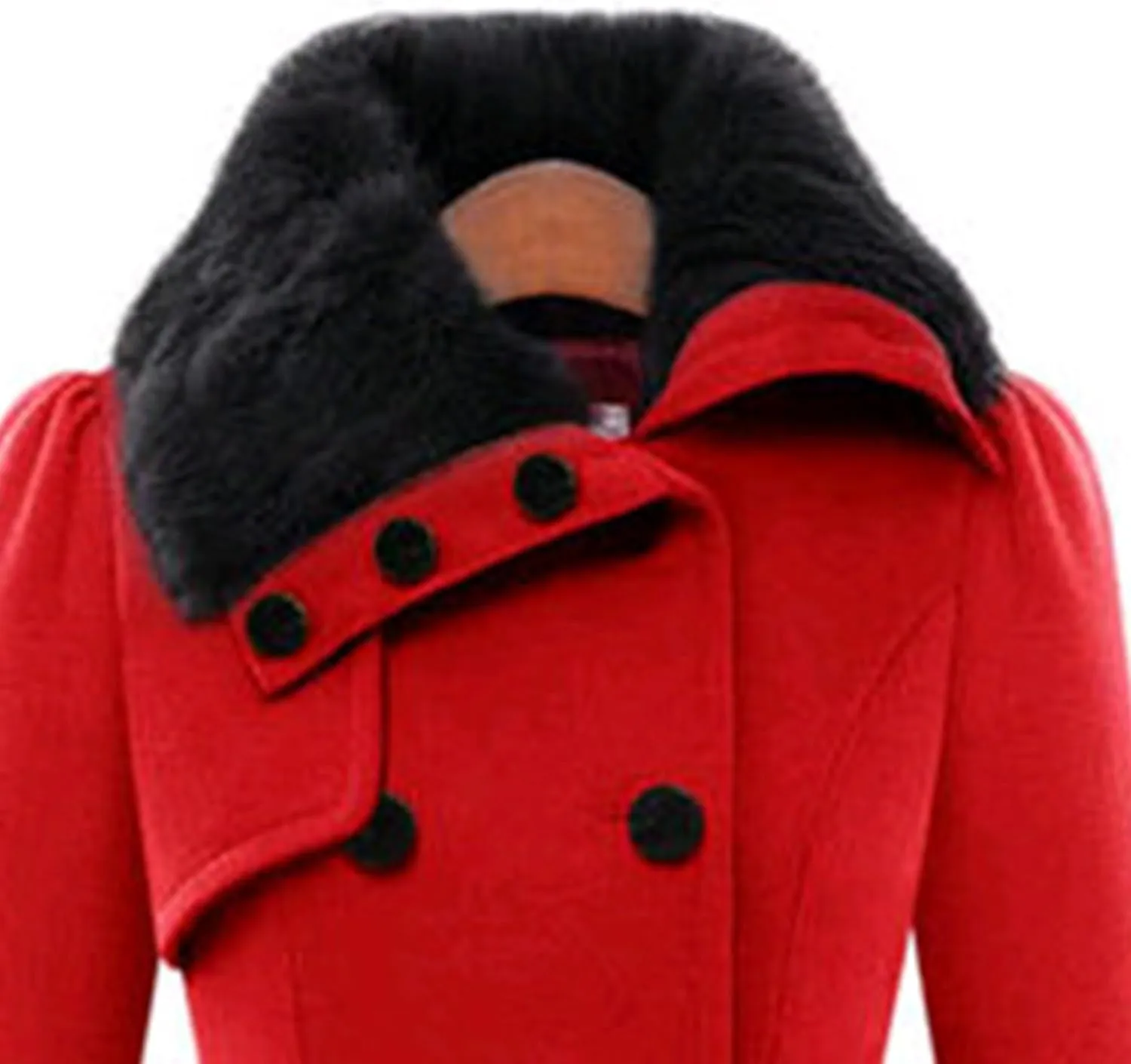 Maiyifu-GJ Womens Lapel Faux Fur Collar Wool Blend Trench Coat Vintage Double Breasted Long Jacket Casual Coat with Belt