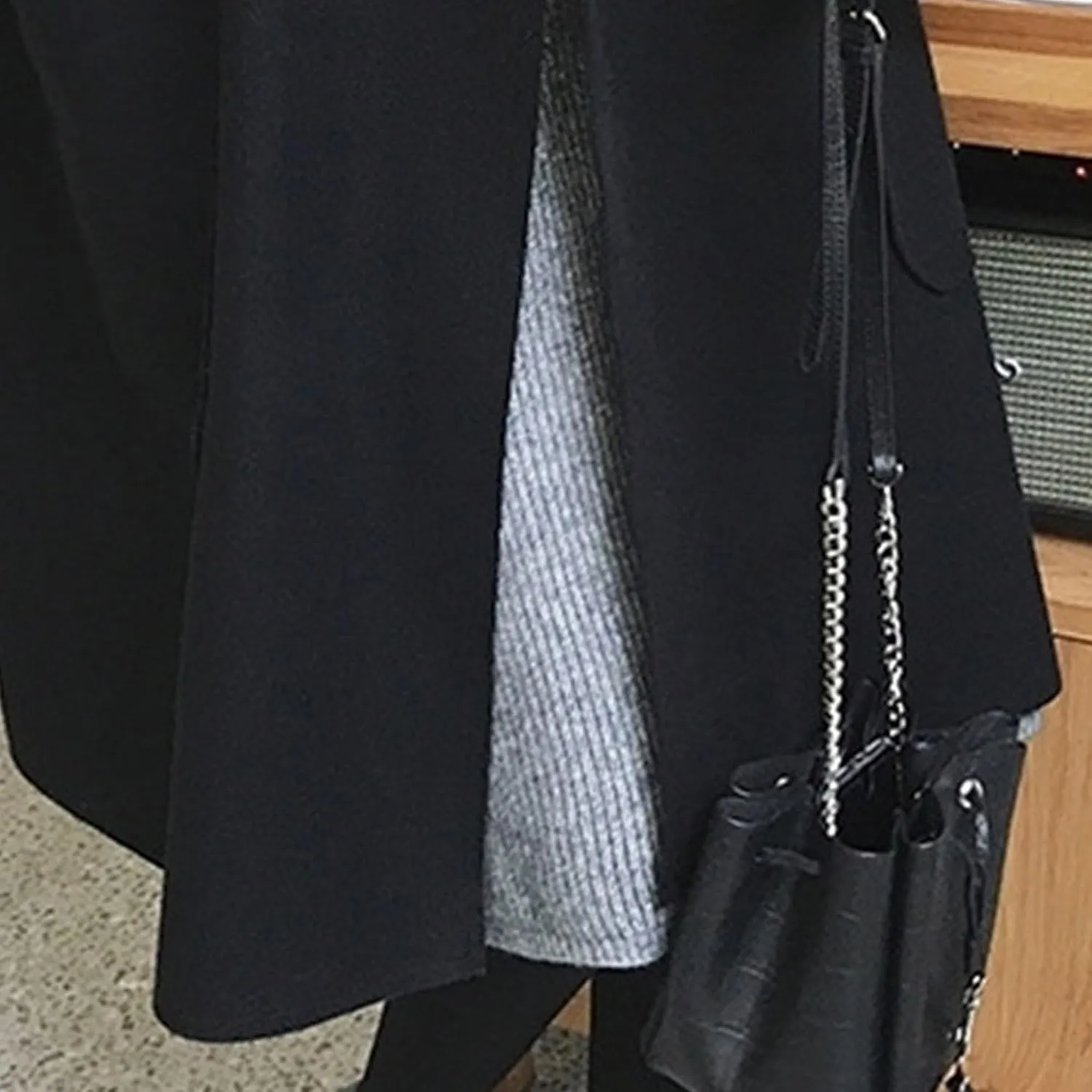 Maiyifu-GJ Women's Notched Lapel Cardigan Jacket Mid-Long Wool Blend Open Front Trench Coats Spring Fall Casual Coat
