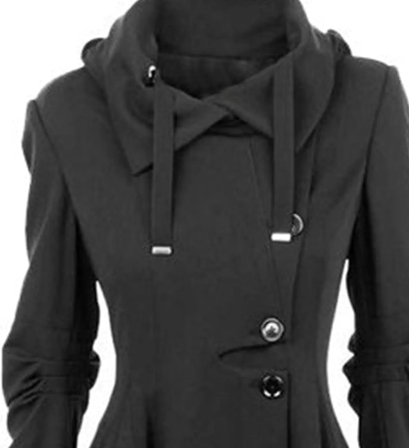 Maiyifu-GJ Womens Single Breasted Hooded Trench Coat Long Sleeve Wool Blend Dress Coats Fall Winter Mid Long Overcoat