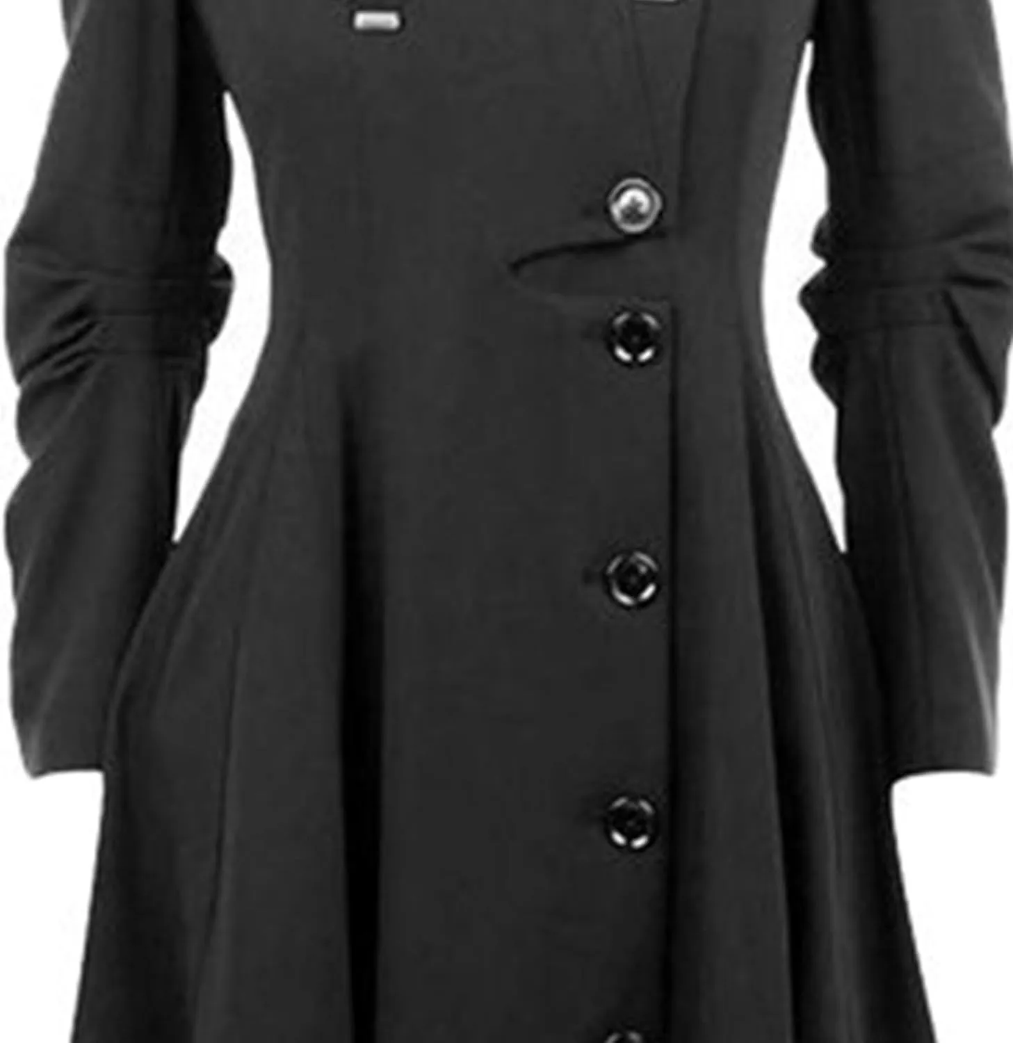Maiyifu-GJ Womens Single Breasted Hooded Trench Coat Long Sleeve Wool Blend Dress Coats Fall Winter Mid Long Overcoat
