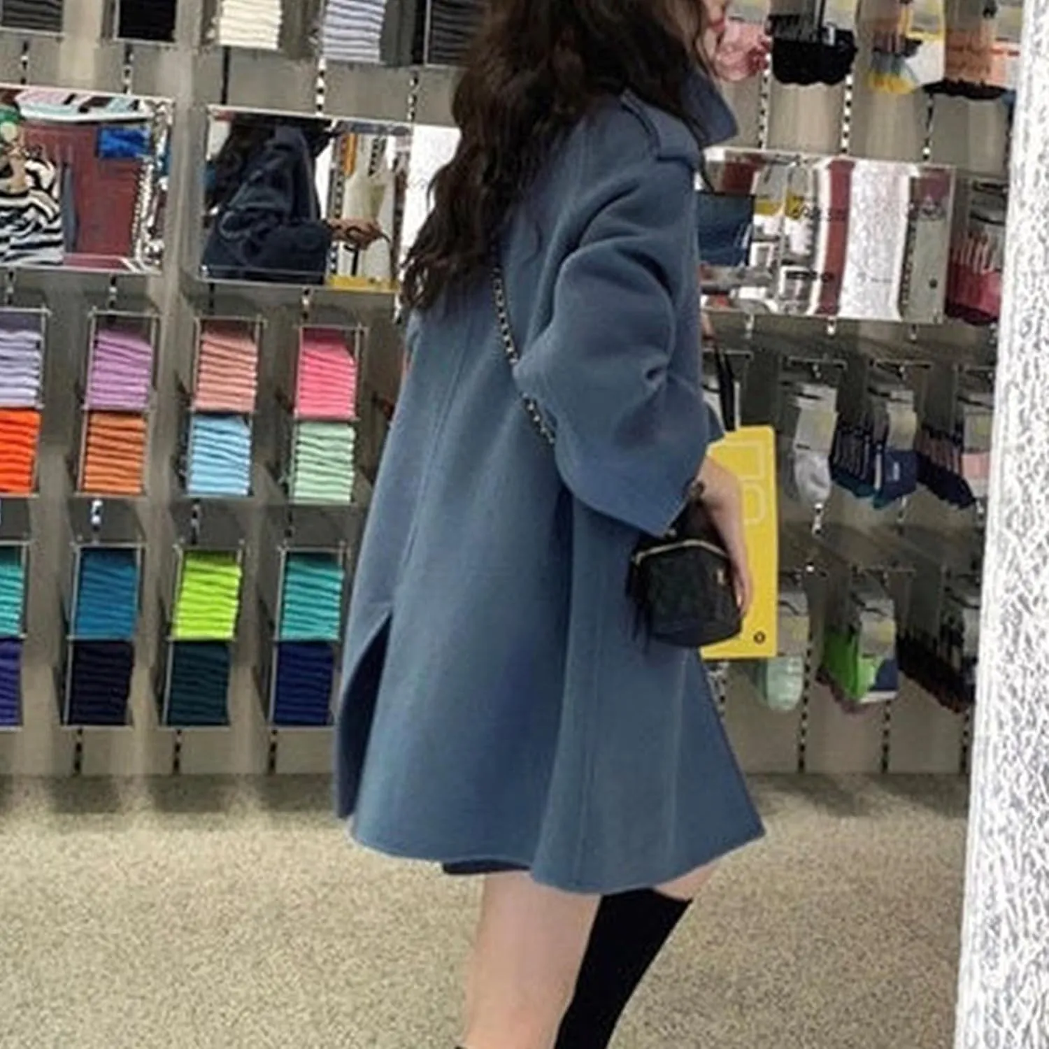 Maiyifu-GJ Women's Stand Collar Double Breasted Overcoat Winter Wool Blend Trench Coat Mid Long Jacket Outerwear with Pockets