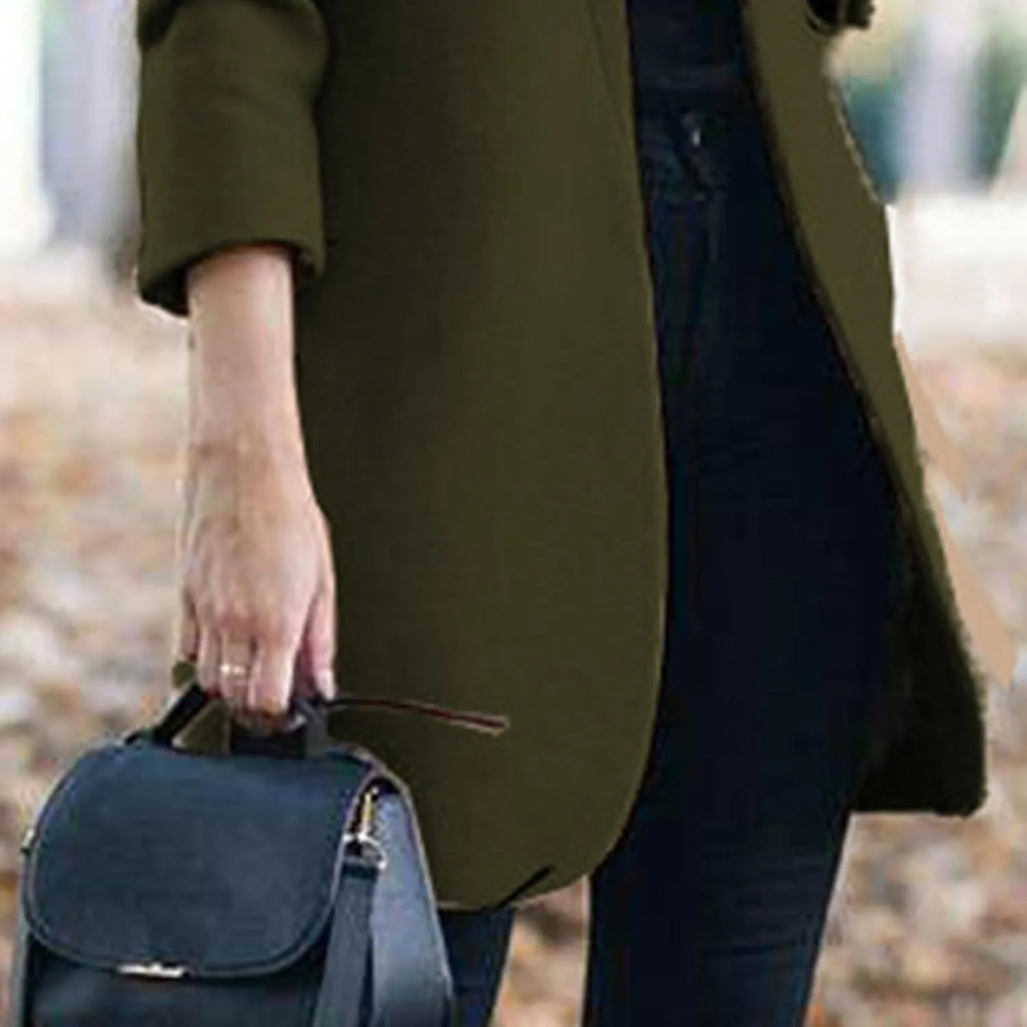 Maiyifu-GJ Womens Stand Collar Wool Blend Coats Casual Warm Open Front Cardigan Trench Overcoat Mid Long Slim Fit Jackets