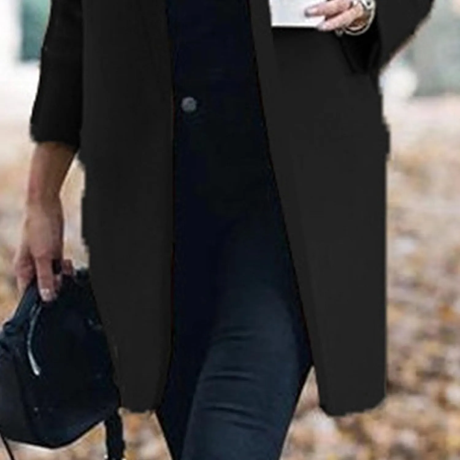 Maiyifu-GJ Womens Stand Collar Wool Blend Coats Casual Warm Open Front Cardigan Trench Overcoat Mid Long Slim Fit Jackets