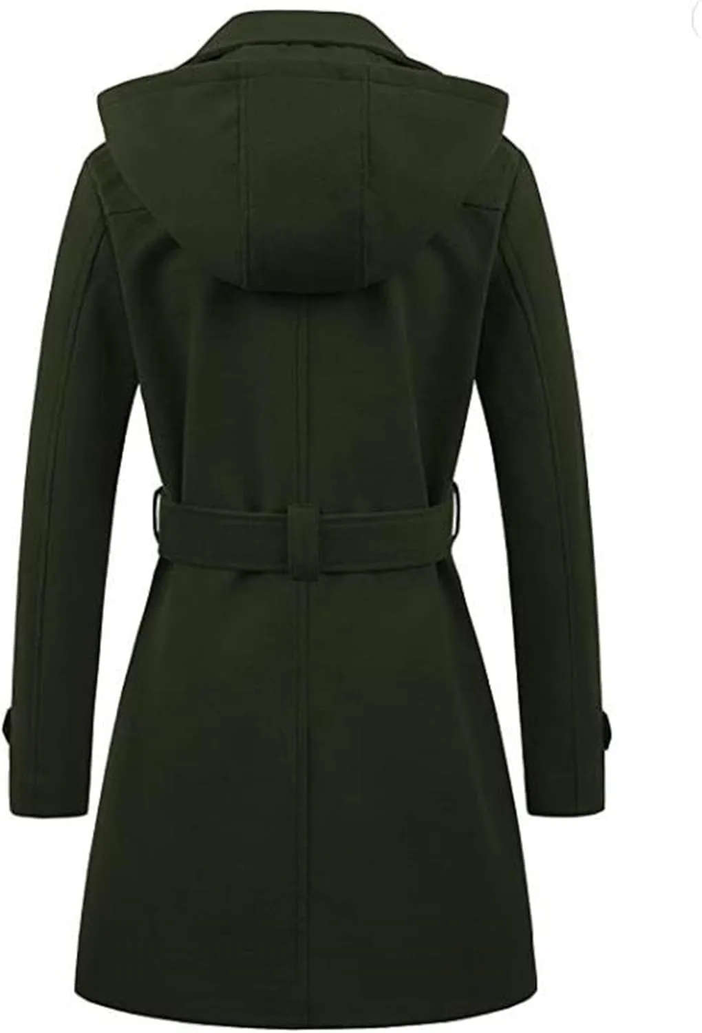Maiyifu-GJ Women's Winter Overcoat Notched Lapel Collar Double Breasted Trench Coat Mid Long Wool Blend Coat Jackets