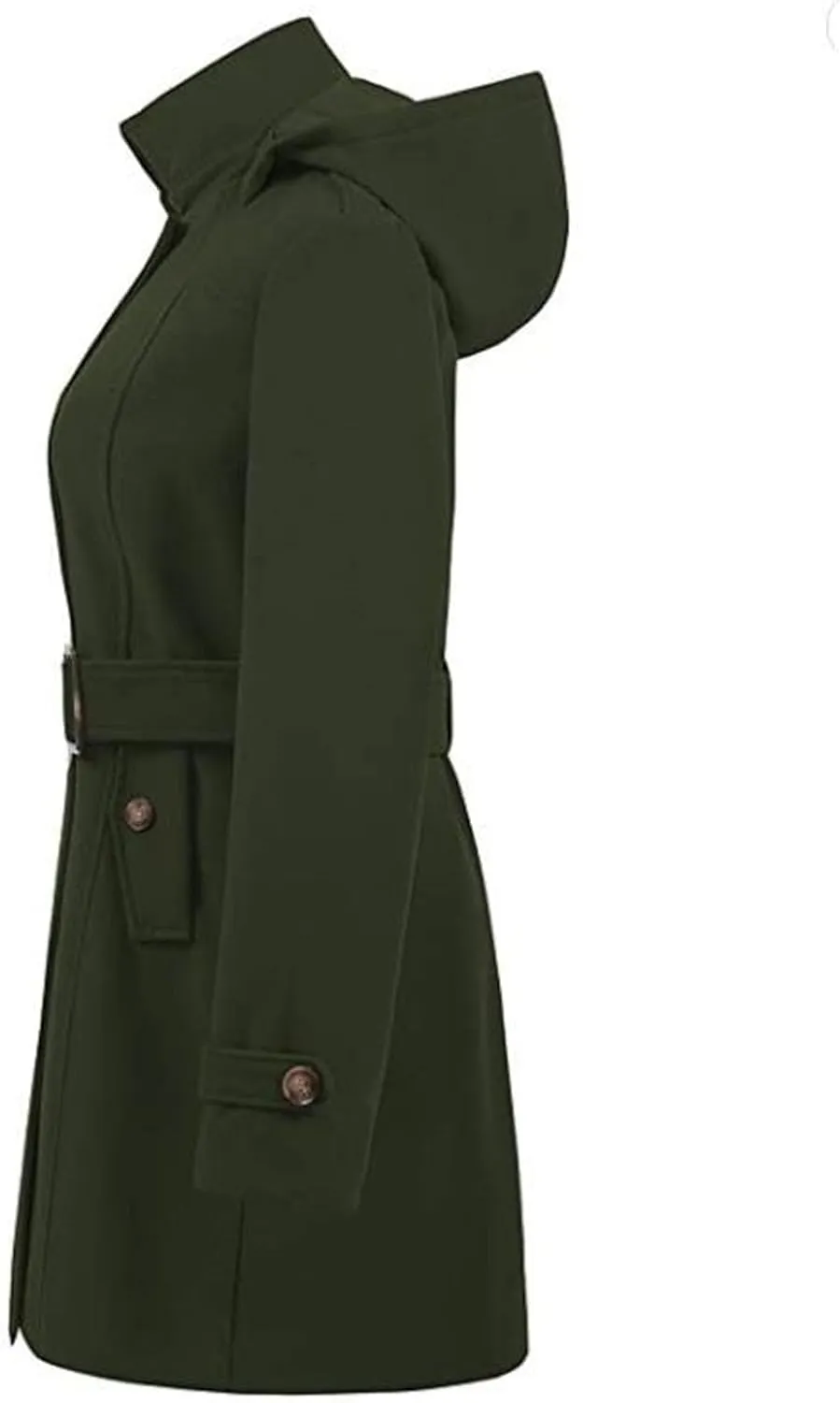 Maiyifu-GJ Women's Winter Overcoat Notched Lapel Collar Double Breasted Trench Coat Mid Long Wool Blend Coat Jackets