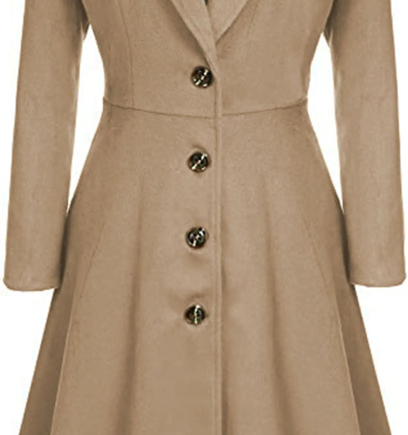 Maiyifu-GJ Women's Winter Wool Blend Dress Coats Notch Lapel Single Breasted Trench Coat Fashion Overcoat Jacket Outwear