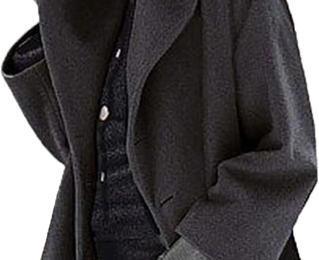 Maiyifu-GJ Womens Wool Blend Coat Single Breasted Trench Jackets with Hood Winter Casual Shawl Collar Overcoat Outerwear