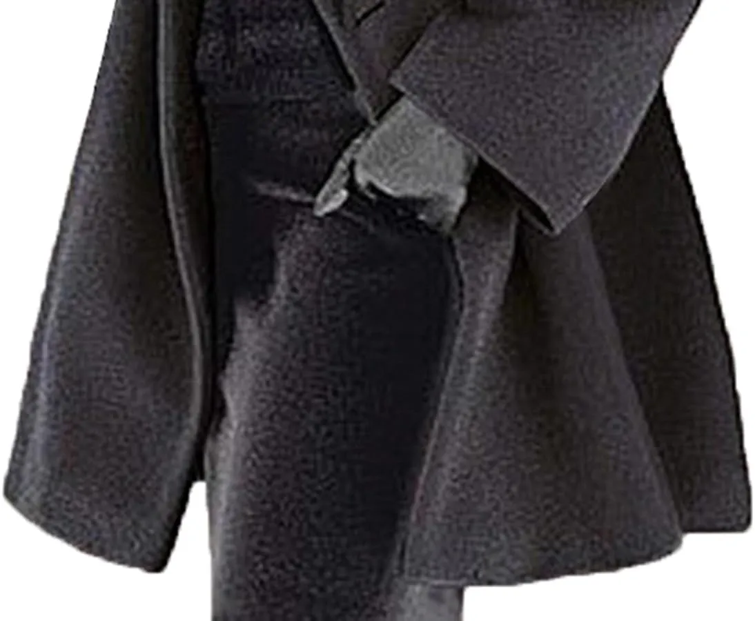 Maiyifu-GJ Womens Wool Blend Coat Single Breasted Trench Jackets with Hood Winter Casual Shawl Collar Overcoat Outerwear
