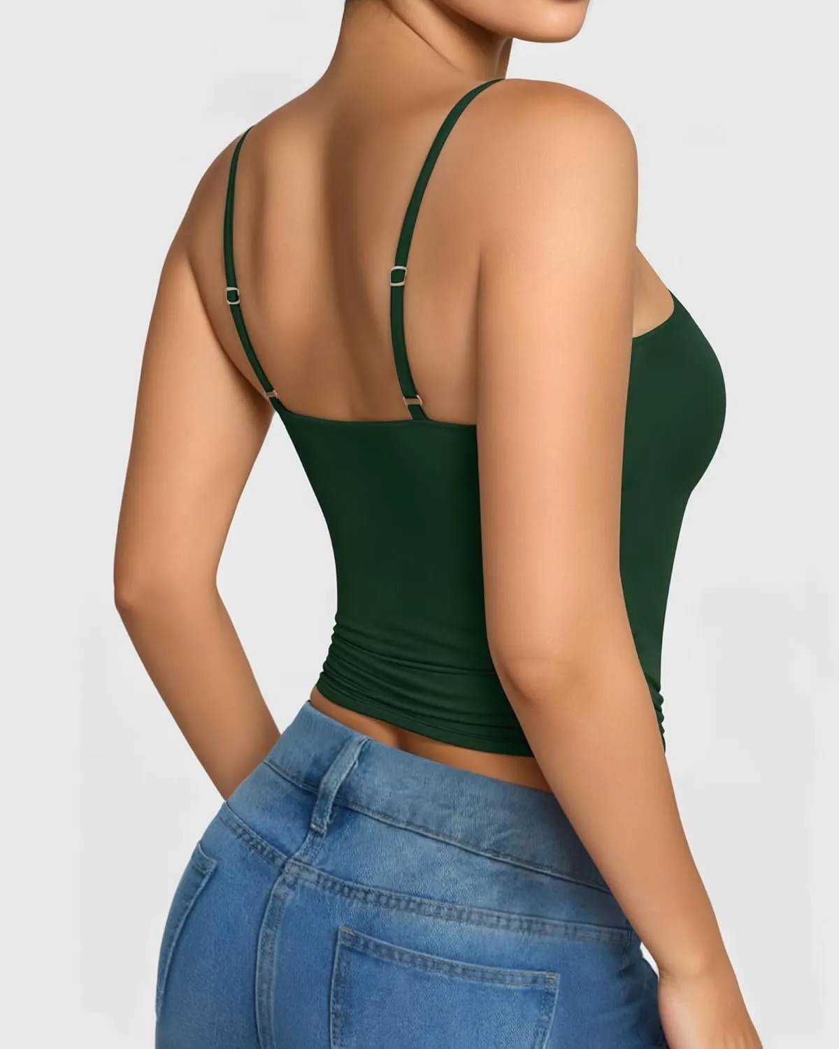 MANGOPOP Womens Camisole Tank Tops Square Neck Spaghetti Strap Cami Double Lined Sleeveless Crop Top Sexy Shirts