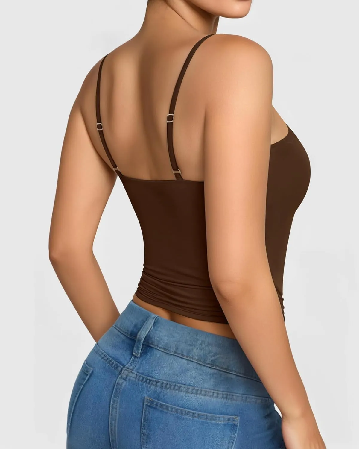 MANGOPOP Womens Camisole Tank Tops Square Neck Spaghetti Strap Cami Double Lined Sleeveless Crop Top Sexy Shirts