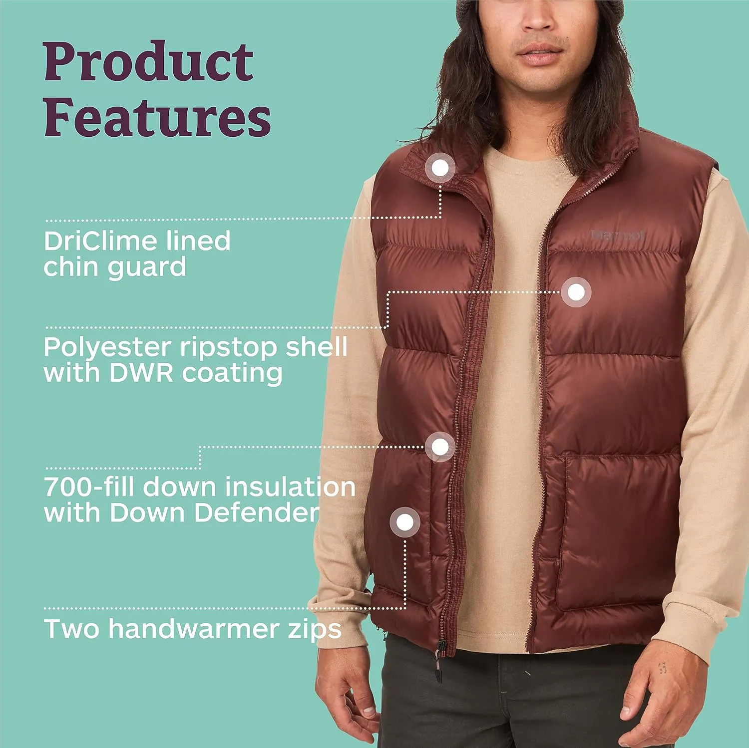 MARMOT Mens Guides Down Vest - 700-Fill Insulated, Water-Resistant, Lightweight Puffer