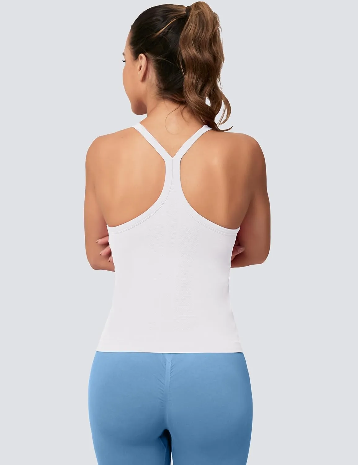MathCat Workout Tank Tops for Women with Built in Bra, Sleeveless Gym Tops Seamless Racerback Athletic Yoga Shirts 2 Pack