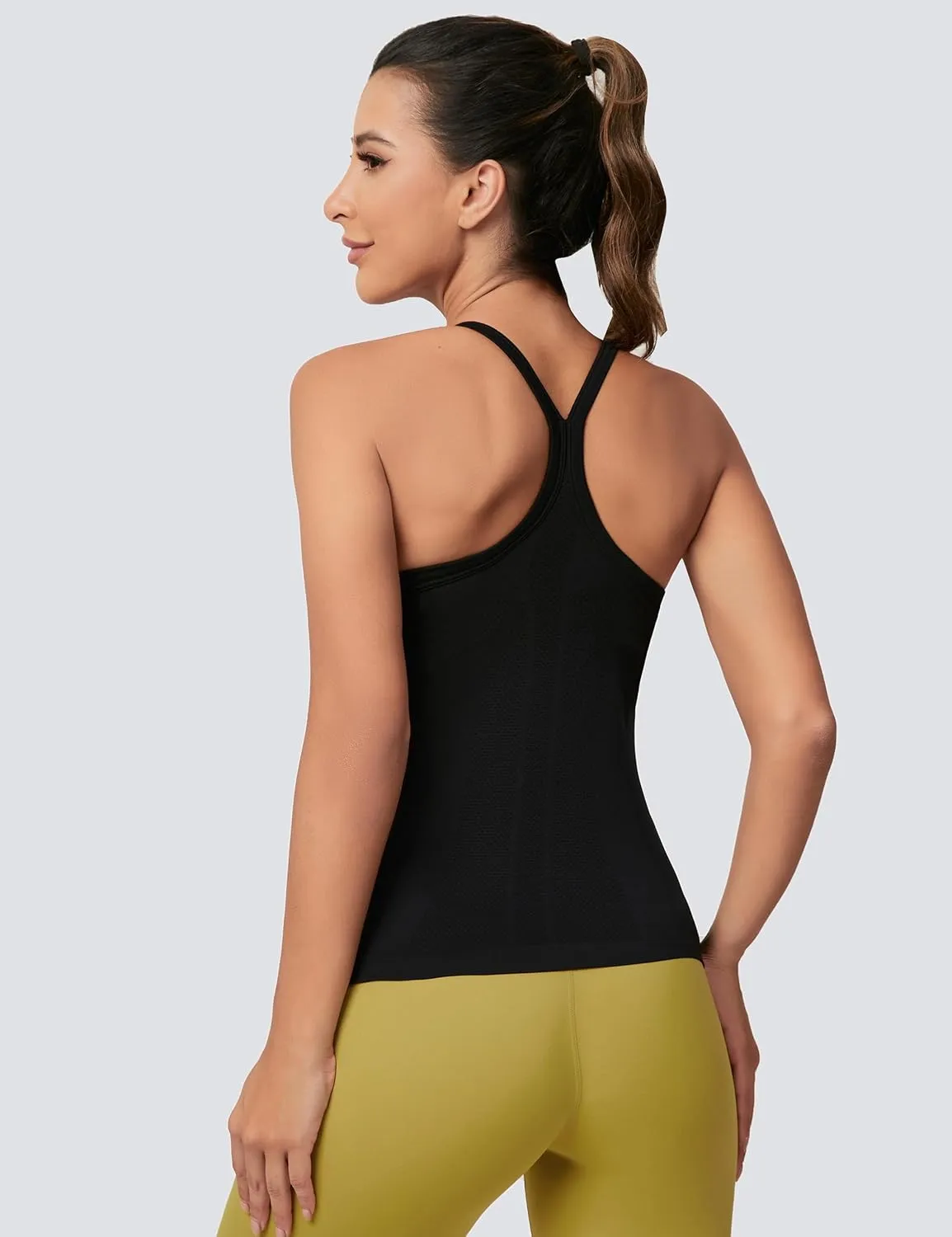 MathCat Workout Tank Tops for Women with Built in Bra, Sleeveless Gym Tops Seamless Racerback Athletic Yoga Shirts 2 Pack