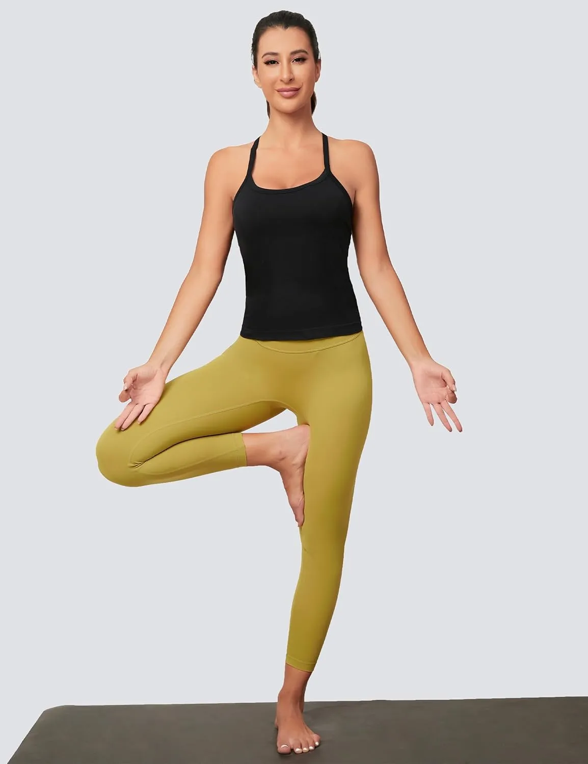 MathCat Workout Tank Tops for Women with Built in Bra, Sleeveless Gym Tops Seamless Racerback Athletic Yoga Shirts 2 Pack