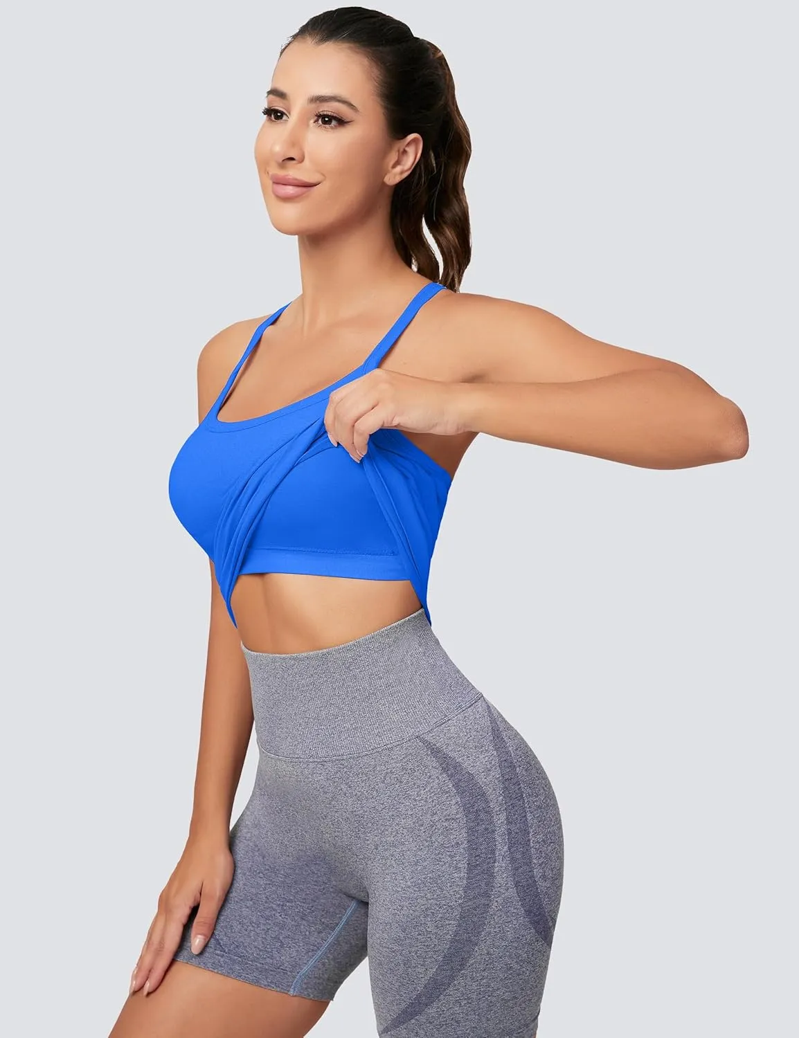 MathCat Workout Tank Tops for Women with Built in Bra, Sleeveless Gym Tops Seamless Racerback Athletic Yoga Shirts 2 Pack