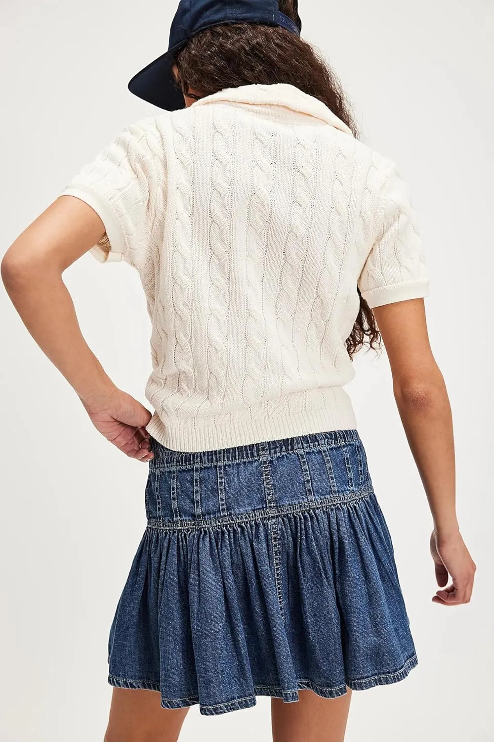 Melliflo Women's Y2K Mini Denim Skirts Casual High Waisted A-Line Pleated Ruffle Short Jean Skirt 2025 Summer