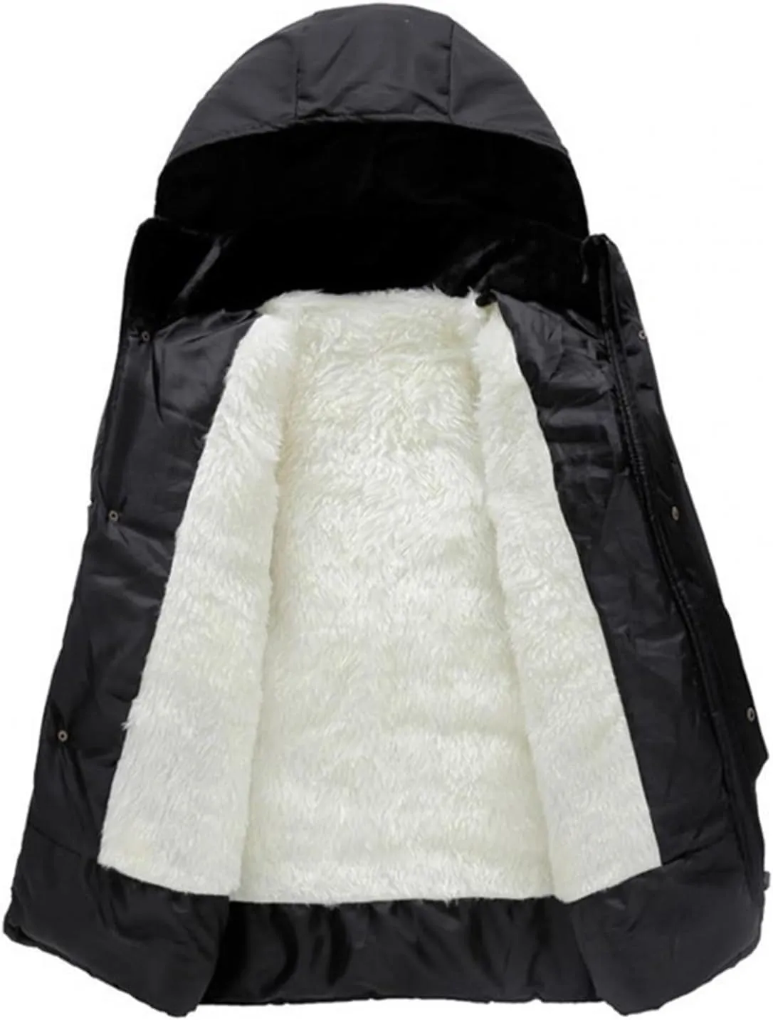 Men Coat Cotton Padded Long Sleeve Plush Lining Single Breasted Keep Warm Drawstring Hood Formal Jacket Coat