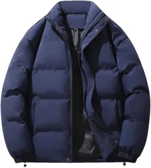 Men Thick Winter Jackets Casual Warm Parkas Solid Color Puffer Jacket Cotton-Padded Coats Fashion Top