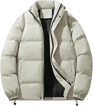 Men Thick Winter Jackets Casual Warm Parkas Solid Color Puffer Jacket Cotton-Padded Coats Fashion Top