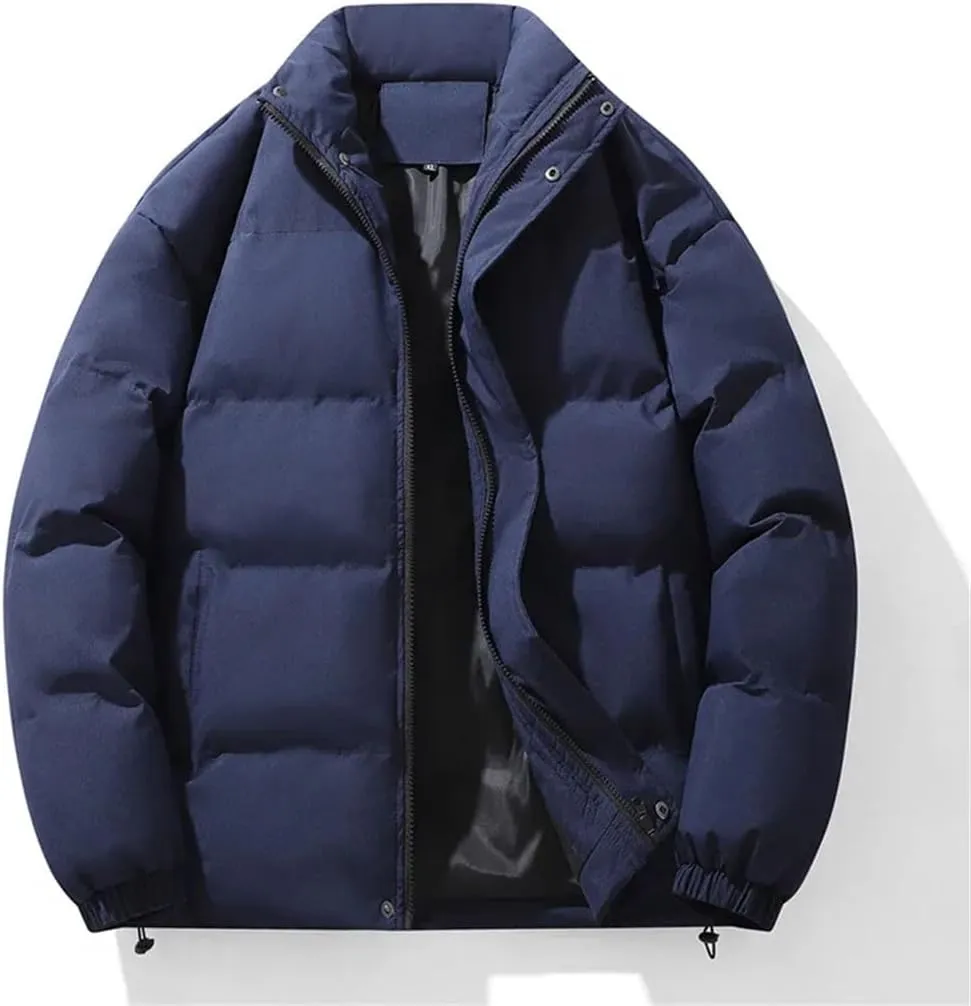 Men Thick Winter Jackets Casual Warm Parkas Solid Color Puffer Jacket Cotton-Padded Coats Fashion Top