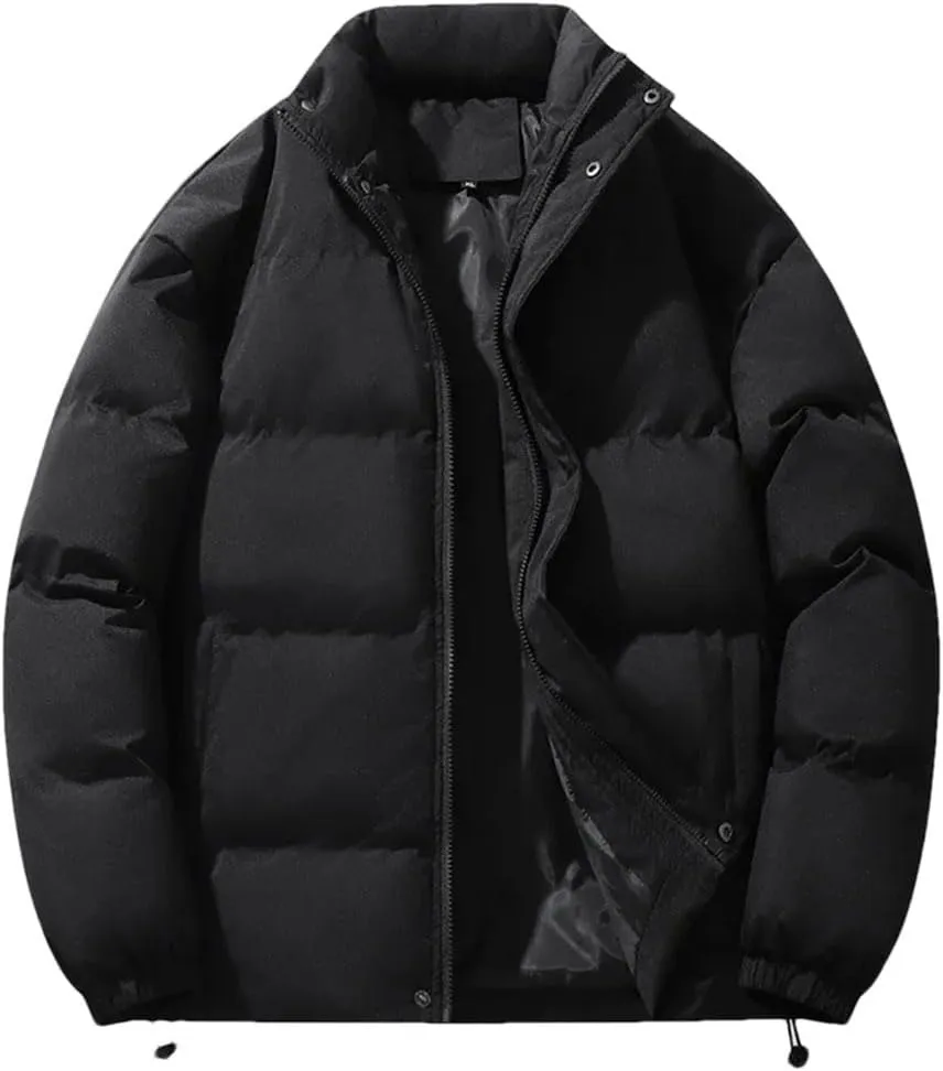 Men Thick Winter Jackets Casual Warm Parkas Solid Color Puffer Jacket Cotton-Padded Coats Fashion Top