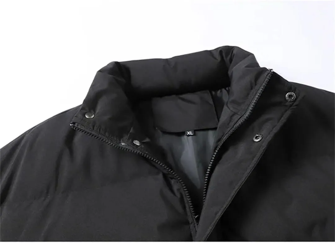 Men Thick Winter Jackets Casual Warm Parkas Solid Color Puffer Jacket Cotton-Padded Coats Fashion Top