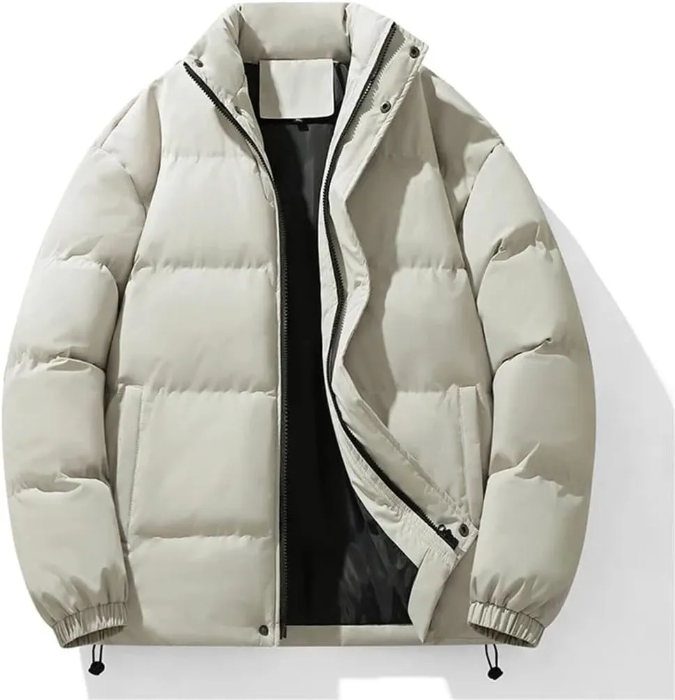 Men Thick Winter Jackets Casual Warm Parkas Solid Color Puffer Jacket Cotton-Padded Coats Fashion Top
