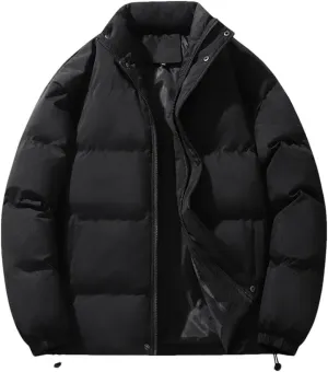 Men Thick Winter Jackets Casual Warm Parkas Solid Color Puffer Jacket Cotton-Padded Coats Fashion Top