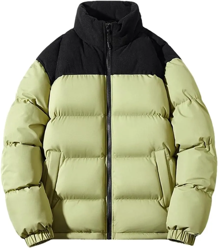 Men Thick Winter Jackets Casual Warm Parkas Solid Color Puffer Jacket Cotton-Padded Coats
