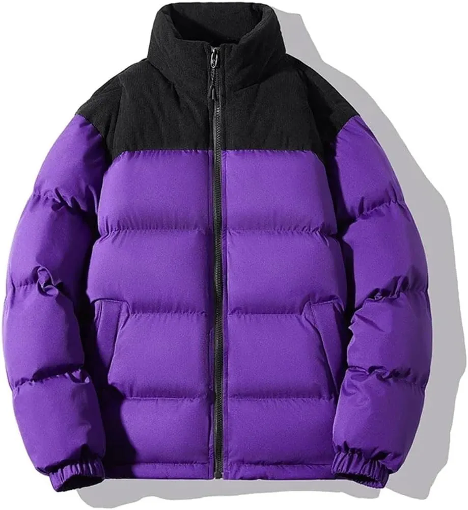 Men Thick Winter Jackets Casual Warm Parkas Solid Color Puffer Jacket Cotton-Padded Coats