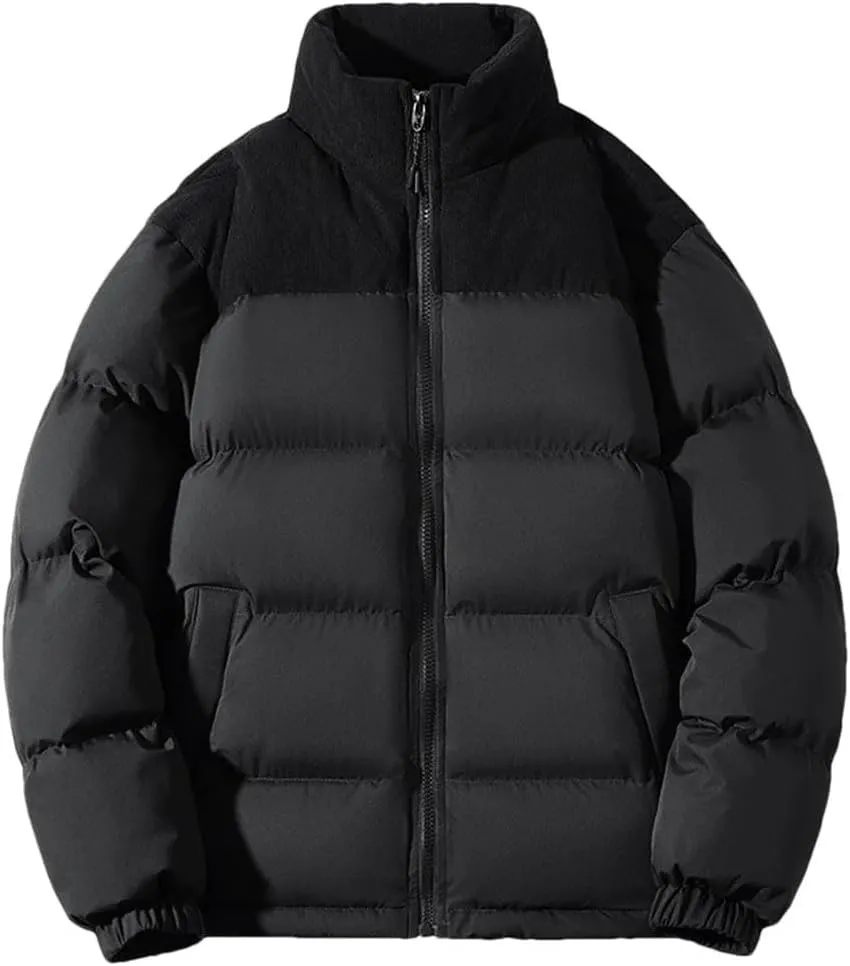 Men Thick Winter Jackets Casual Warm Parkas Solid Color Puffer Jacket Cotton-Padded Coats