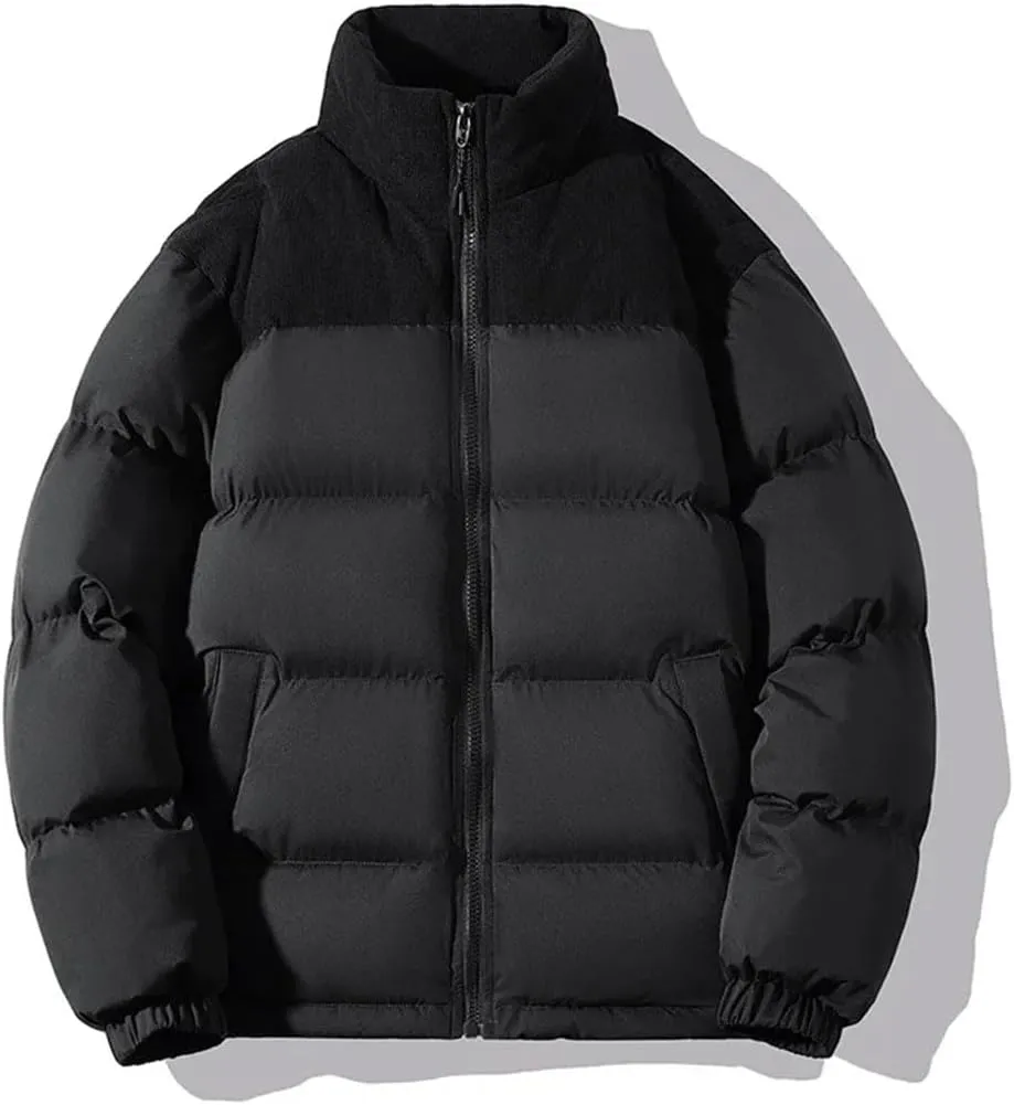 Men Thick Winter Jackets Casual Warm Parkas Solid Color Puffer Jacket Cotton-Padded Coats