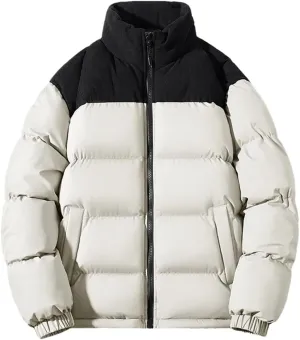 Men Thick Winter Jackets Casual Warm Parkas Solid Color Puffer Jacket Cotton-Padded Coats