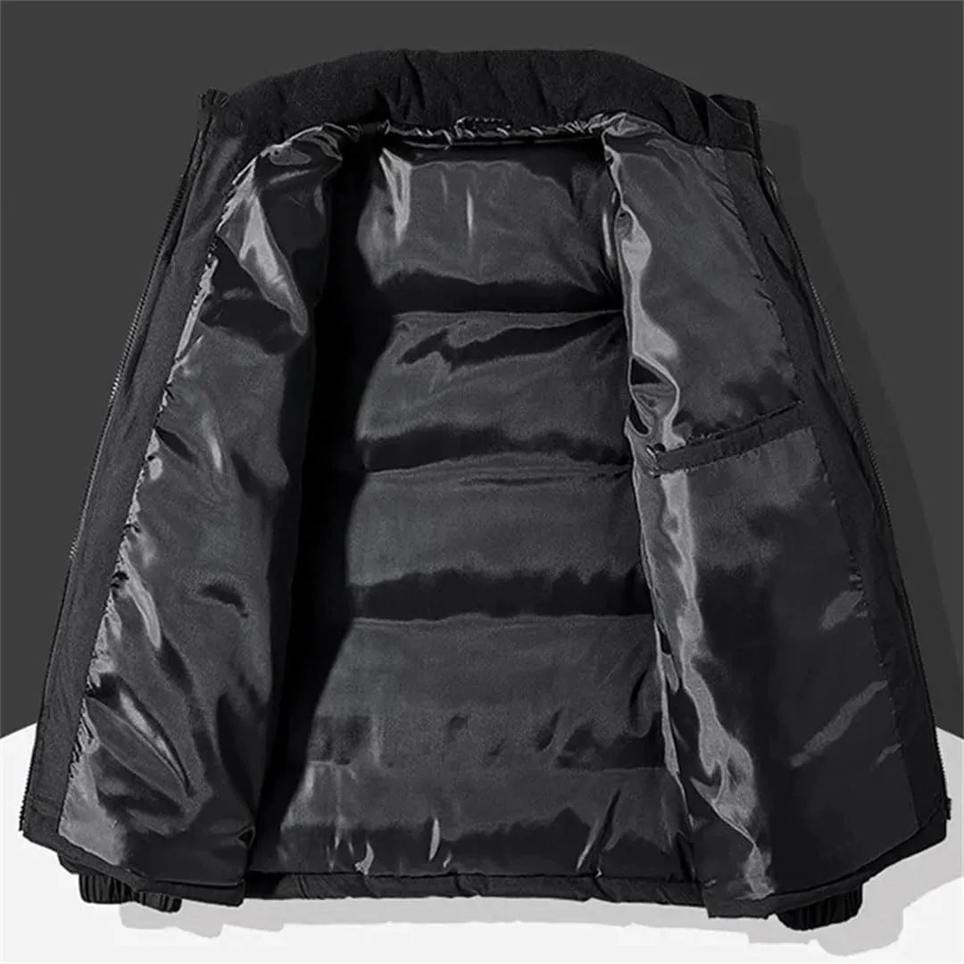 Men Thick Winter Jackets Casual Warm Parkas Solid Color Puffer Jacket Cotton-Padded Coats