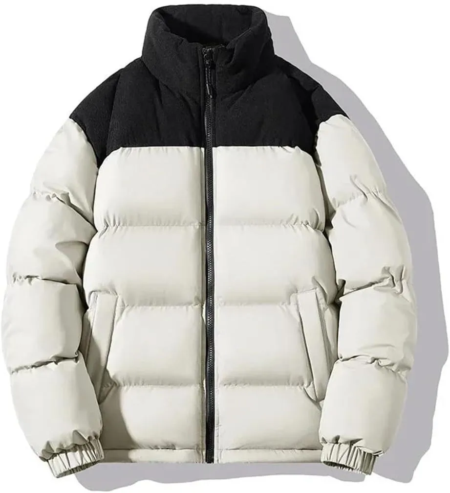 Men Thick Winter Jackets Casual Warm Parkas Solid Color Puffer Jacket Cotton-Padded Coats