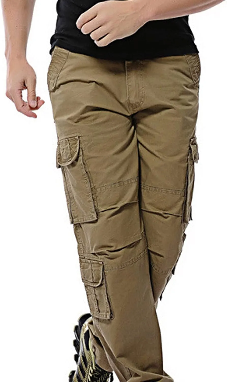 Men Work Pants - Heavy Duty Safety Combat Cargo Pants - Multi Pockets - Knee Pad Pockets - Durable Workwear