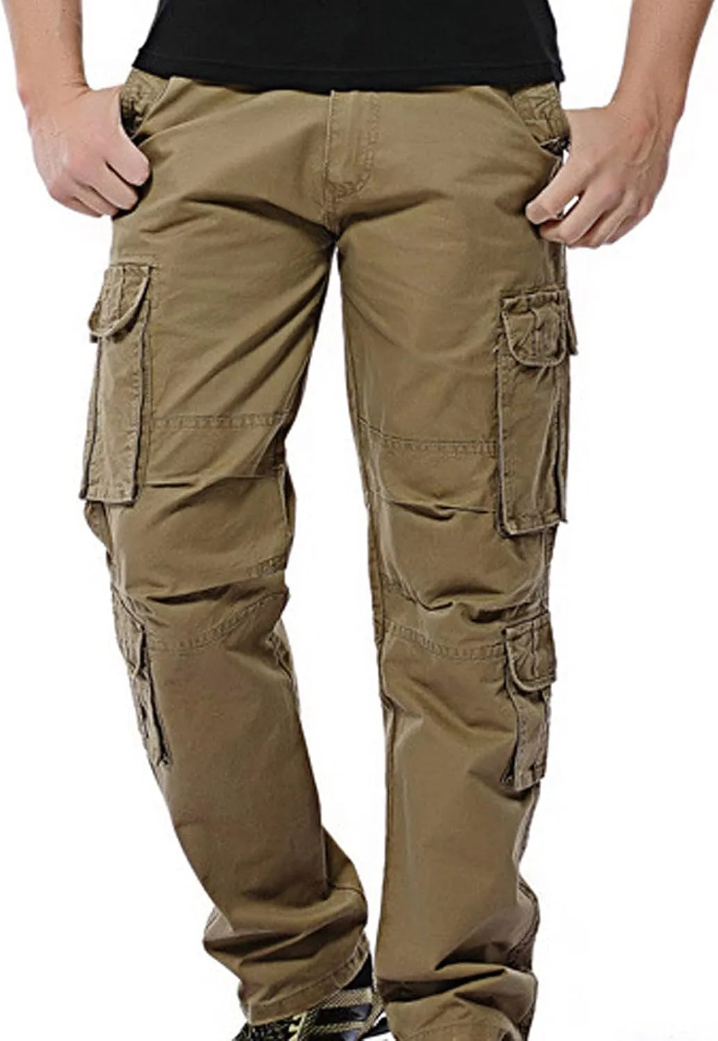 Men Work Pants - Heavy Duty Safety Combat Cargo Pants - Multi Pockets - Knee Pad Pockets - Durable Workwear