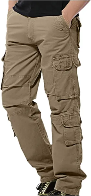 Men Work Pants - Heavy Duty Safety Combat Cargo Pants - Multi Pockets - Knee Pad Pockets - Durable Workwear